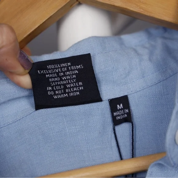 Madison Mathews 100% Linen Light Blue Maxi Shirt Dress with Tie Medium NWT - Picture 11 of 11